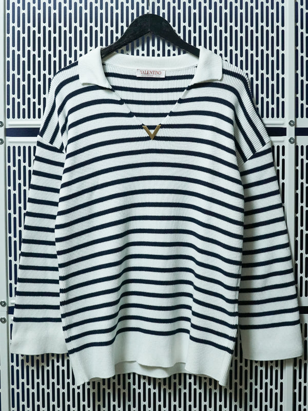STRIPED V-NECK SWEATER